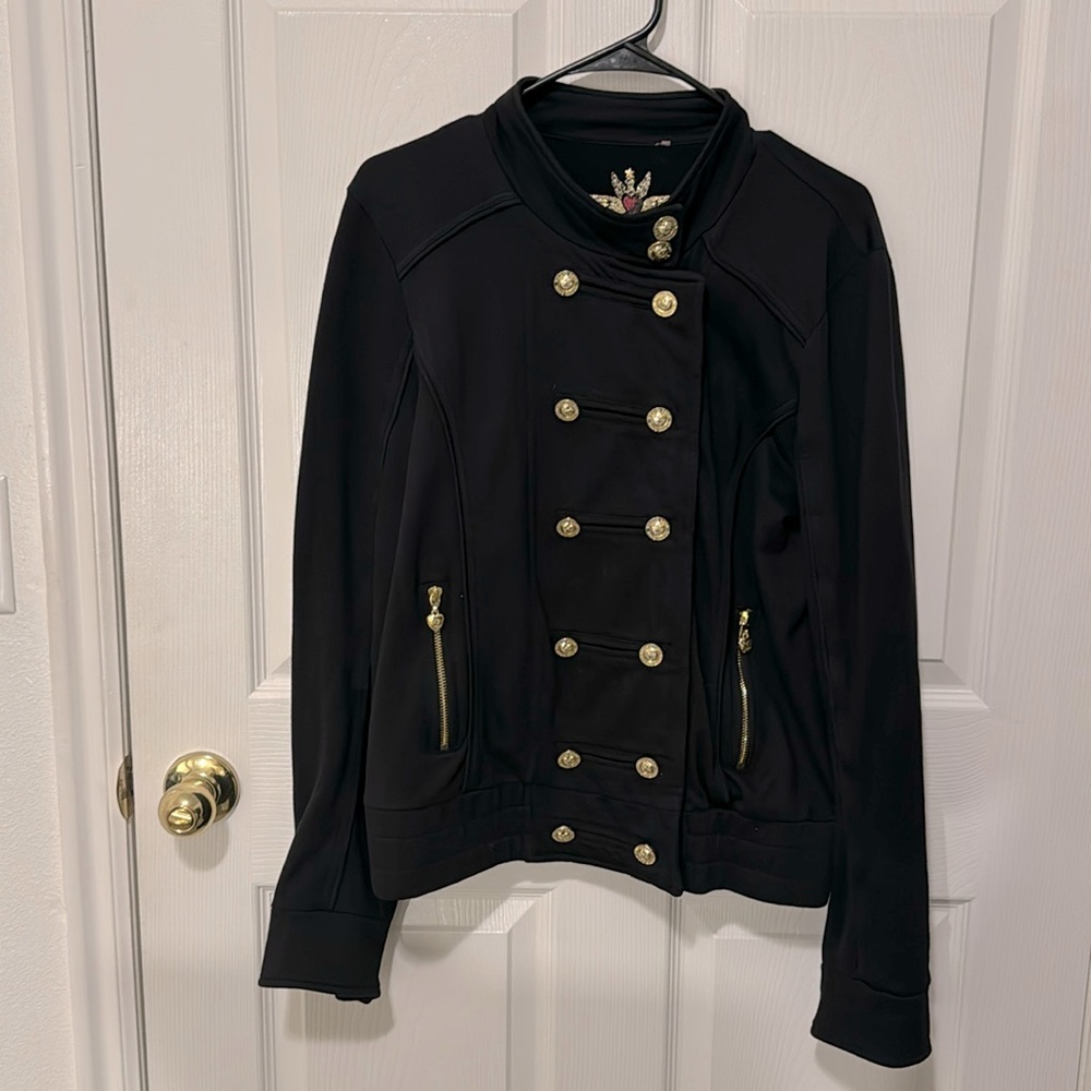 Twisted hearts - Jersey asymmetrical zip up with faux buttons